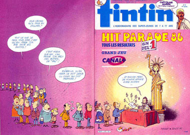 Couverture de Nouveau Tintin 578 en France et du numro 41/86 en Belgique
