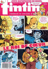 Couverture de Nouveau Tintin 642 en France et du numro 01/88 en Belgique

