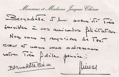 Lettre de Jacques Chirac