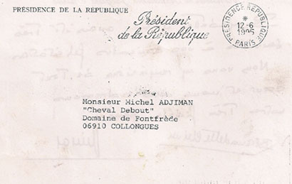 Enveloppe de la lettre de Jacques Chirac