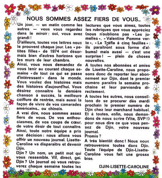 Annonce du changement