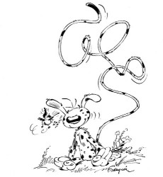 Marsupilami avec petit oiseau