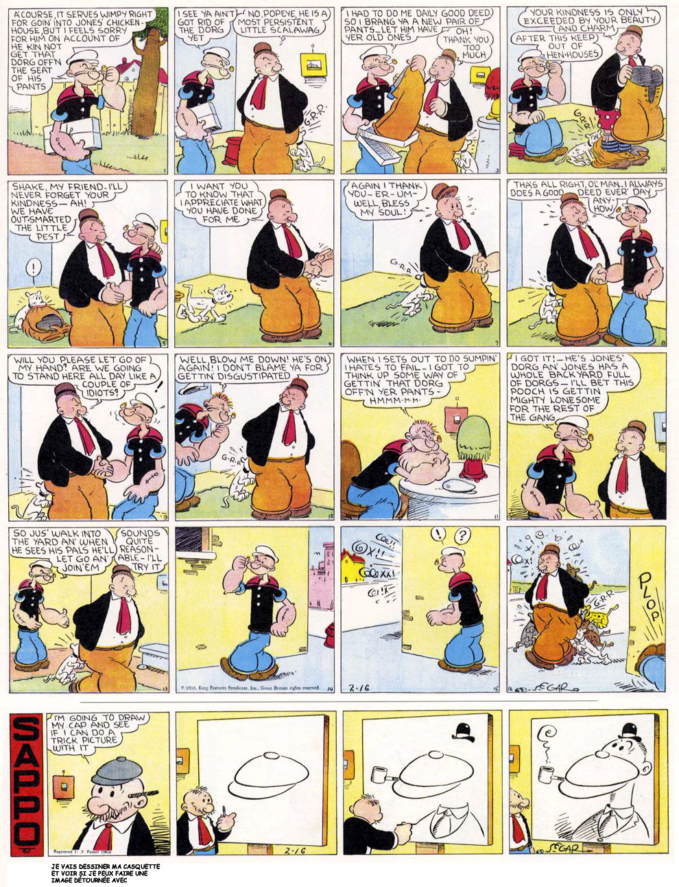 VO de la planche du 16/02/1936