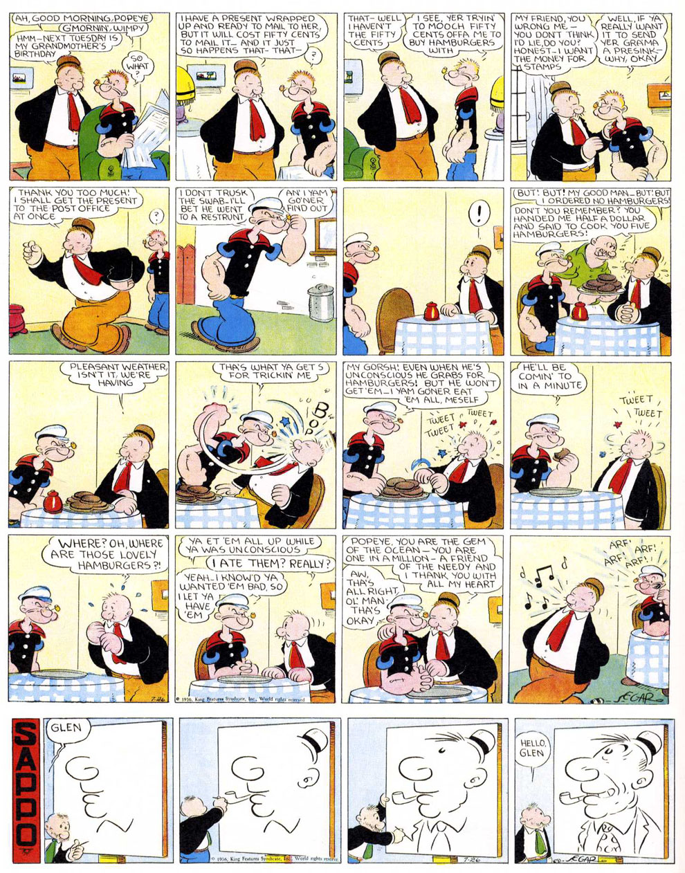 VO de la planche du 26/07/1936