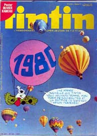 Couverture de Nouveau Tintin 225 en France et du numéro 01/80 en Belgique
