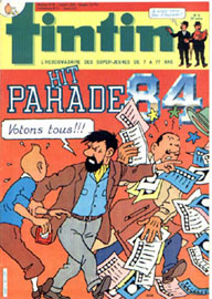 Couverture de Nouveau Tintin 452 en France et du numéro 19/84 en Belgique
